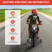 HONEY JOY Kids Ride On Motorcycle, Aprilia Licensed Children Ride On Motorbike w/2 Training Wheels