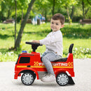 HONEY JOY Kids Ride On Car, Benz Licensed Fire Engine w/Storage Space, Steering Wheel, Backrest, Red