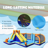 Inflatable Water Slide, 7-in-1 Long Slide Giant Water Park Wet Dry Combo with Water Soccer Splash Pool