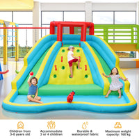 HONEY JOY Inflatable Water Slide, 452 x 365 x 233CM Giant Water Park for Kids w/Double Long Slides(with 680W Blower)