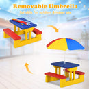 HONEY JOY Kids Picnic Table Set, Table Bench Set for Toddlers w/Removable Umbrella