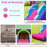 HONEY JOY Inflatable Bounce House, 5-in-1 Jumping Castle w/Sun Roof, Slide, Basketball Hoop