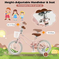 HONEY JOY Kids Bike, 14 Inch Boys Girls Bike for 3-8 Years w/Training Wheels, Adjustable Handlebar & Seat