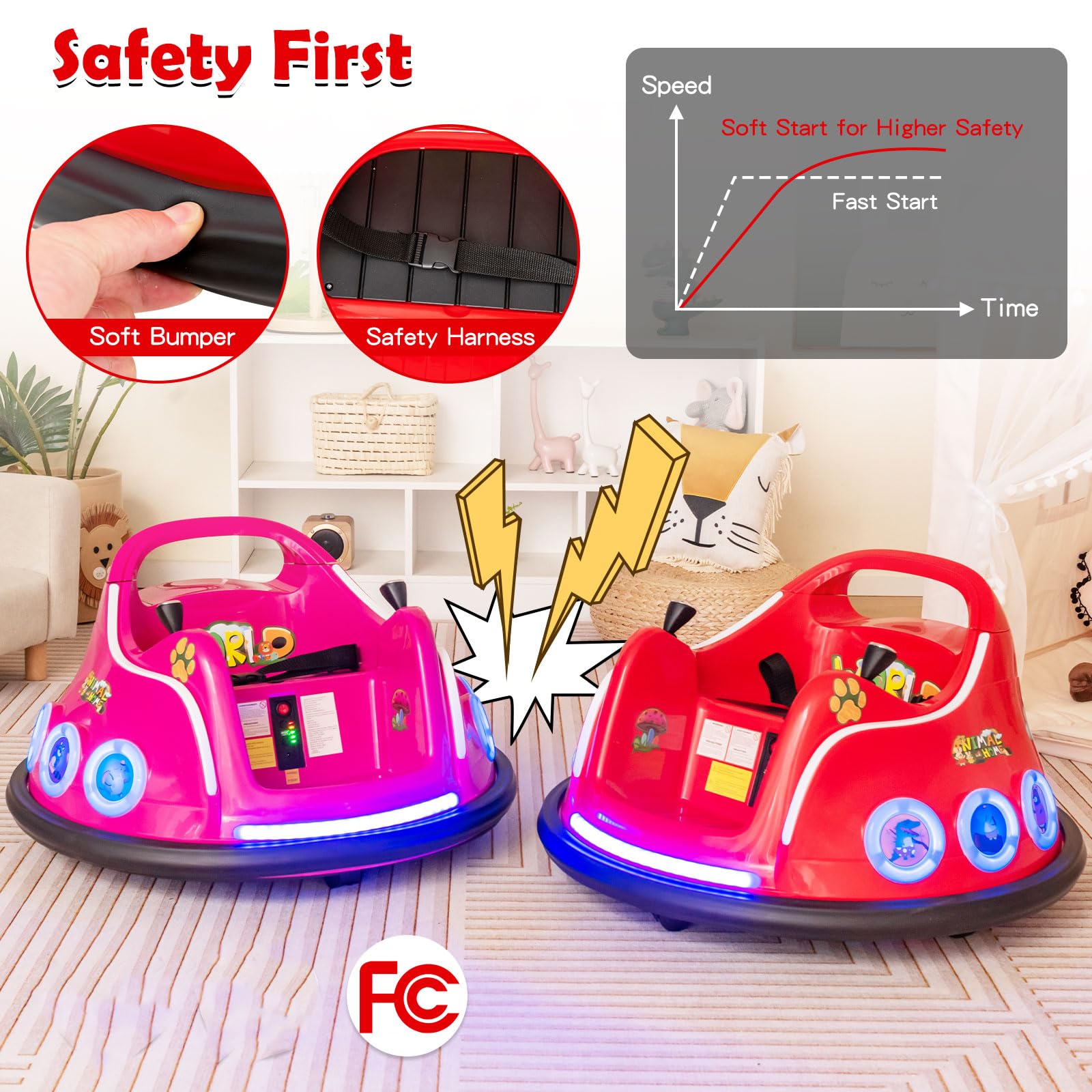 HONEY JOY Kids Ride On Car, 12V Electric Bumper Car for Children W/Remote Control, 360 Degree Spin