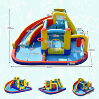 HONEY JOY Inflatable Water Slide, 7-in-1 Outdoor Kids Water Bounce House Jumping Castle(with 680W Blower)