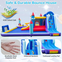 Inflatable Water Slide Park, Kids Inflatable Jumping Castle w/2 Slides, Splash Pool, Jumping Area