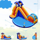 HONEY JOY Inflatable Water Slides, Shark Theme Bouncy House with Slide, Splash Pool