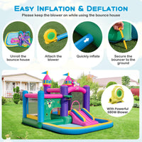 HONEY JOY Inflatable Bounce House, Colorful Kids Jumping Castle with Slide