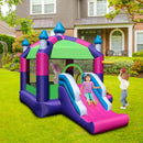 HONEY JOY Inflatable Bounce House, 5-in-1 Jumping Castle w/Sun Roof, Slide, Basketball Hoop