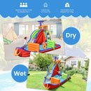 HONEY JOY Inflatable Waterslide, 6-in-1 Pirate Ship Bounce House w/Long Slide, Climbing Wall