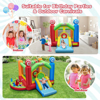 HONEY JOY Kids Inflatable Bounce House, Candy Theme Jumping Castle w/Jumping Area(with 680W Blower)