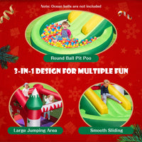 HONEY JOY Inflatable Bounce House, Christmas Themed Jumping Castle w/Slide, Trampoline(with 450W Blower)