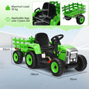 HONEY JOY Kids Ride On Car, 12V Electric Ride On Tractor with Trailer for Children, Electric Toy Car for Over 3 w/Remote Control