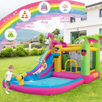 HONEY JOY Inflatable Water Slide, Inflatable Jumping Castle W/Splashing Pool, Water Gun & Climbing Wall