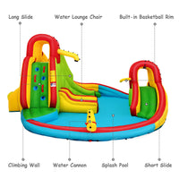 Costway Inflatable Water Park Jumping Castle, Kids Jumping Bounce House w/ 680W Air Blower