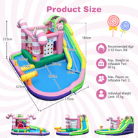 HONEY JOY Inflatable Water Slide, Wet Dry Inflatable Water Park Jumping Castle w/Long Slide, Splash Pool