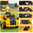 HONEY JOY Kids Ride on Dump Truck, 12V Electric Vehicle w/2.4G Remote Control, Working Megaphone