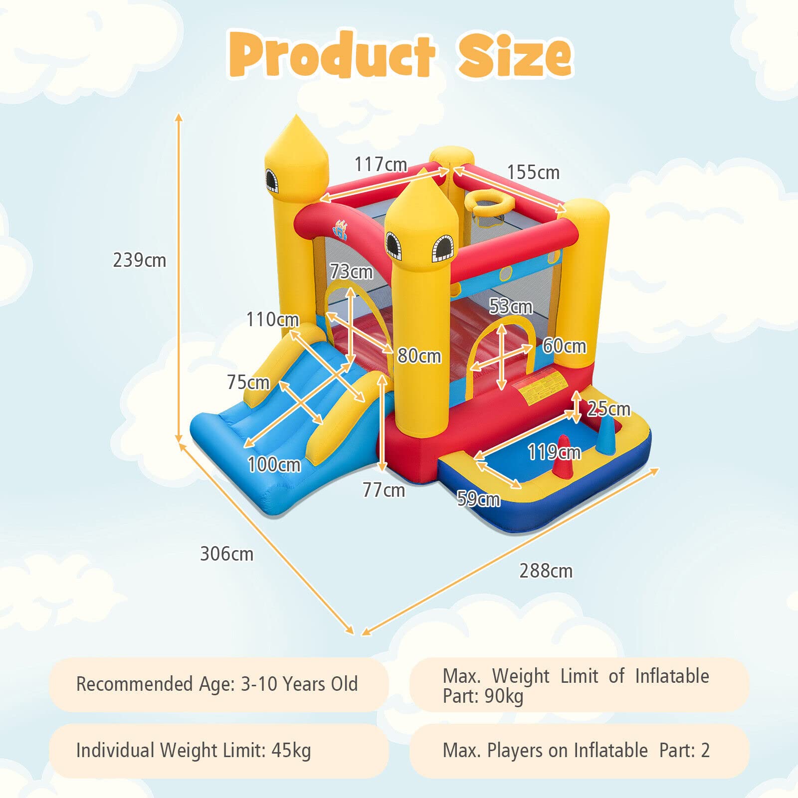 HONEY JOY Kids Inflatable Bounce House, 6-in-1 Indoor Outdoor Children Jumping Castle