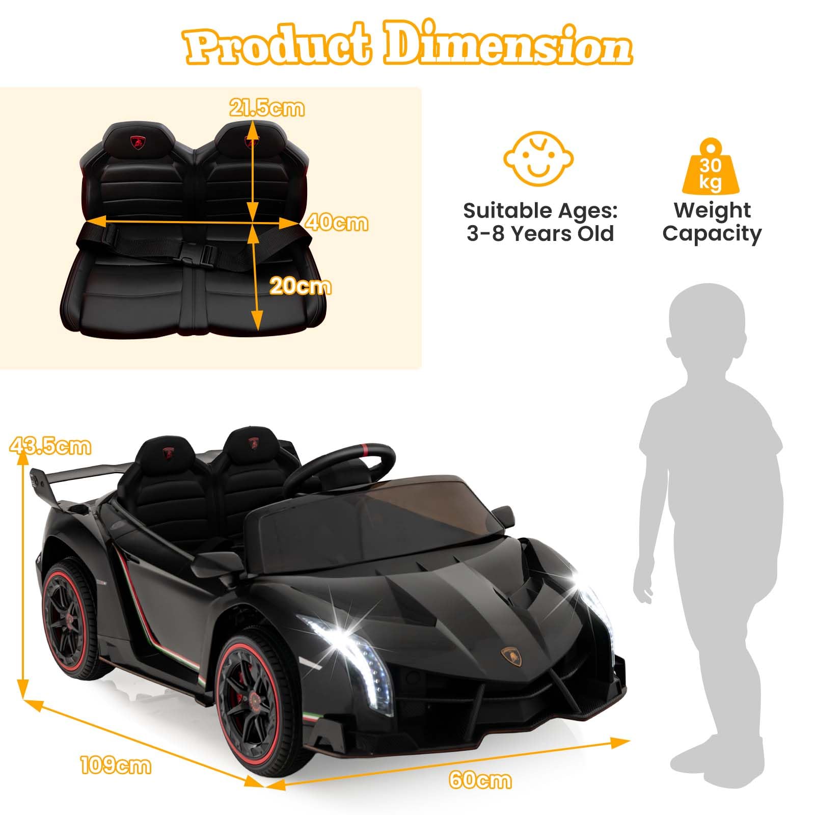 HONEY JOY Licensed Lamborghini Kid Ride-on Sports Car