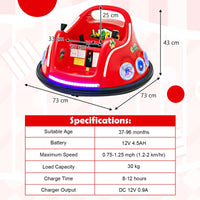 HONEY JOY Kids Ride On Car, 12V Electric Bumper Car for Children W/Remote Control, 360 Degree Spin