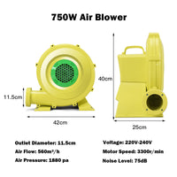 750W Air Blower, Bounce House Blower Air Blower for Inflatables