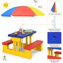 HONEY JOY Kids Picnic Table Set, Table Bench Set for Toddlers w/Removable Umbrella