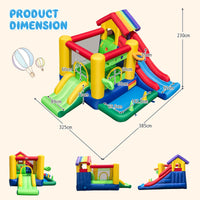 7-In-1 Inflatable Bounce House, Rainbow Jumping Castle w/Ball Pit, Double Slides (With 680W Blower)