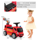 HONEY JOY Kids Ride On Car, Prentend Play Ride On Fire Engine Truck w/Bubble Maker, Bright Lights