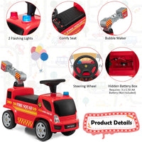 HONEY JOY Kids Ride On Car, Prentend Play Ride On Fire Engine Truck w/Bubble Maker, Bright Lights