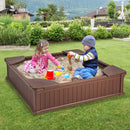 Kids Outdoor Sandbox Large HDPE Sandpit Play Toy Gift w/Cover & 4 Corner Seats