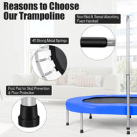 HONEY JOY Double Trampoline for 2 Kids, Children Foldable Jumping Fitness Trampoline w/Adjustable Handrail & Safety Pad