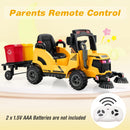 HONEY JOY Kids Electric Ride-On Car, 12V Street Sweeper Truck w/2 Rotating Brushes & 2 Removable Rubbish Bins