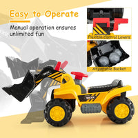 HONEY JOY Kids Ride on Excavator, Construction Digger Pulling Cart with Helmet, 3 Toy Stones