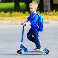 HONEY JOY Kids Folding Kick Scooter, Scooter for Toddlers w/3 Adjustable Heights, 2 Light Up Flashing Wheels & Rear Brake System