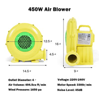 450W Air Blower, Bounce House Blower, Pump Fan Commercial Inflatable Bouncer Blower