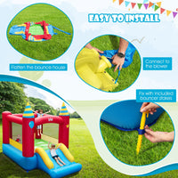 HONEY JOY Inflatable Bounce House, Kids Bouncy Castle w/Large Jumping Area & Wide Slide(Without Blower)