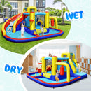 HONEY JOY Inflatable Water Slide, 7-in-1 Outdoor Kids Water Bounce House Jumping Castle(with 680W Blower)