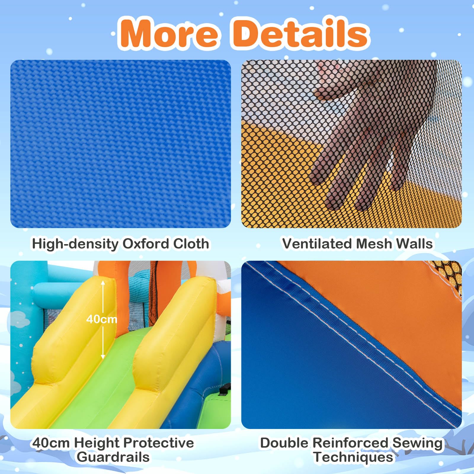 HONEY JOY Kids Inflatable Water Slide, 7-in-1 Outdoor Kids Jumping Castle w/Long Slide