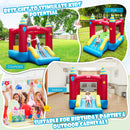 Inflatable Bounce House, Kids Bouncy Castle w/Large Jumping Area & Wide Slide