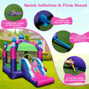 HONEY JOY Inflatable Bounce House, 5-in-1 Jumping Castle w/Sun Roof, Slide, Basketball Hoop