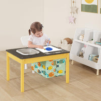 HONEY JOY 4-in-1 Kids Activity Table, Children Wooden Sensory Table Indoor Outdoor Play Study Desk w/Foldable Storage Bin