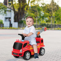 HONEY JOY Kids Ride On Car, Prentend Play Ride On Fire Engine Truck w/Bubble Maker, Bright Lights