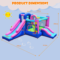 HONEY JOY Inflatable Bounce House, 5 in 1 Kids Jumper Bouncer w/2 Slides, Jumping Area