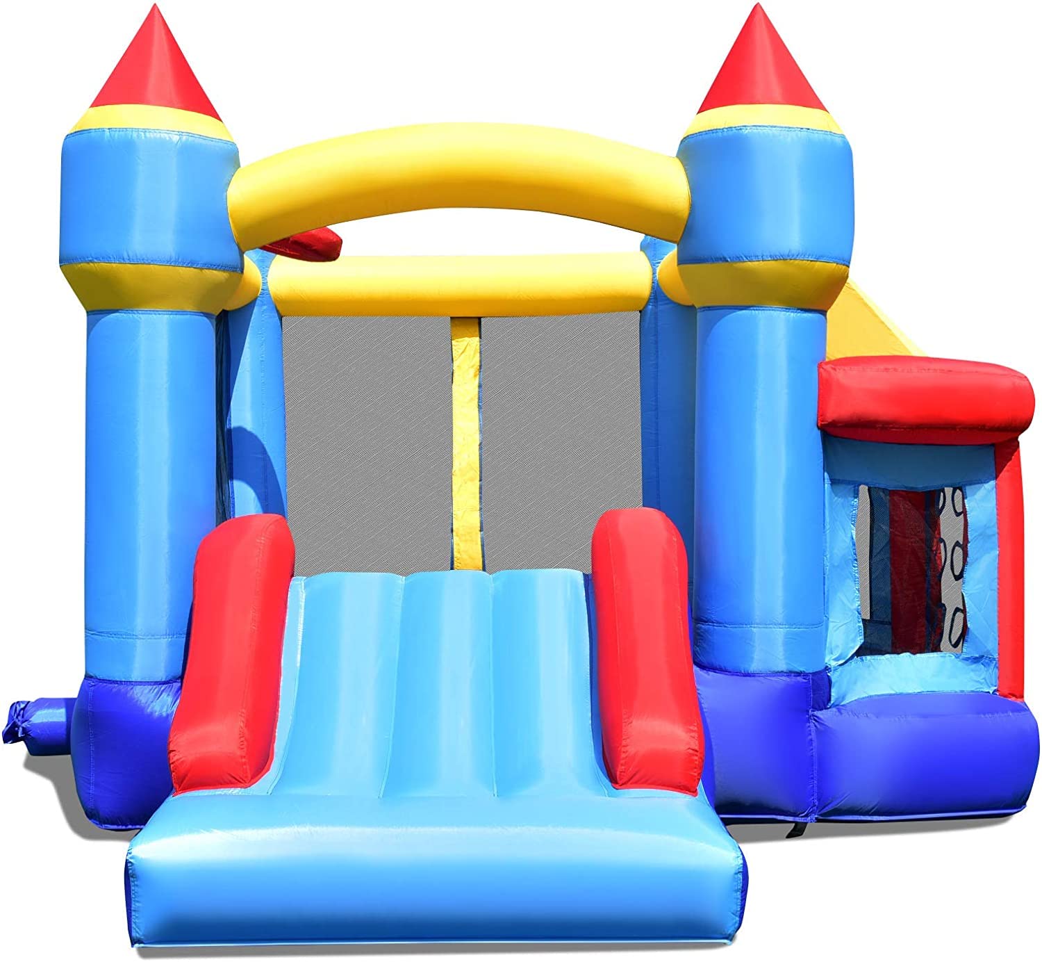 5-in-1 Inflatable Bounce House, Kids Jumper Bouncer w/Slide, Ball Shooting Area, 50 Ocean Balls