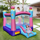 HONEY JOY Inflatable Jumping Castle, 3-in-1 Princess Theme Kids Bounce House w/Fun Slide, Basketball Rim (without Blower)