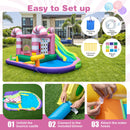 HONEY JOY Inflatable Water Slide, Wet Dry Inflatable Water Park Jumping Castle w/Long Slide, Splash Pool