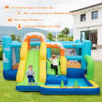 HONEY JOY Kids Inflatable Water Slide, 7-in-1 Outdoor Kids Jumping Castle w/Long Slide