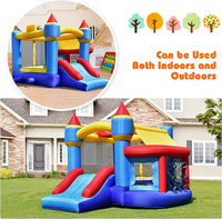 5-in-1 Inflatable Bounce House, Kids Jumper Bouncer w/Slide, Ball Shooting Area, 50 Ocean Balls