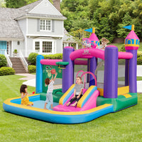 HONEY JOY Inflatable Bounce House, Colorful Kids Jumping Castle with Slide