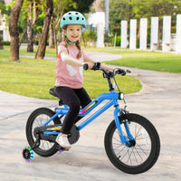 16Inch Children Bicycle with 7-Mode LED Lighted Frame, Headlight, Flash Training Wheels, Dual-Brake, 95% Pre-Assembled